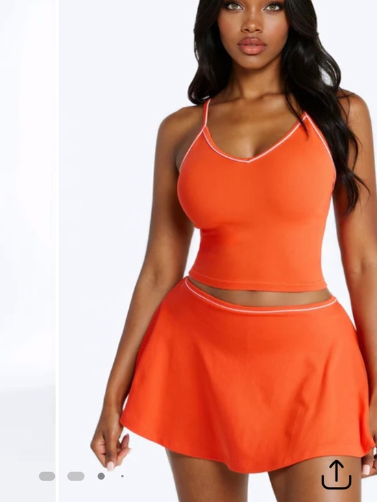 Fashion Nova Other - Ribbed Mini Skirt Two-Piece Set - Bright orange